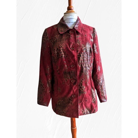 erin london Jackets & Blazers - erin london velvet red with gold&black fully lined blazer jacket  Sz M